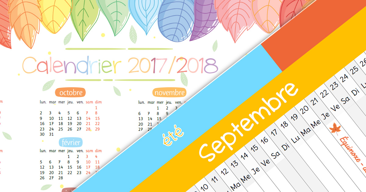 Mes calendriers pour l'année scolaire 2017/2018 - La tanière de Kyban