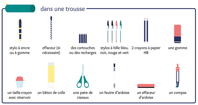 Liste des fournitures scolaires