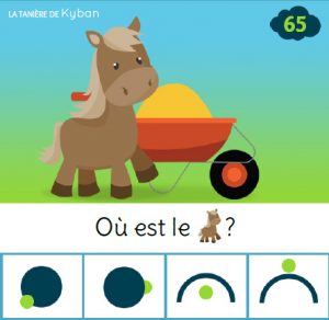 Carte à pince sur le thème de la ferme - Le cheval est devant la brouette