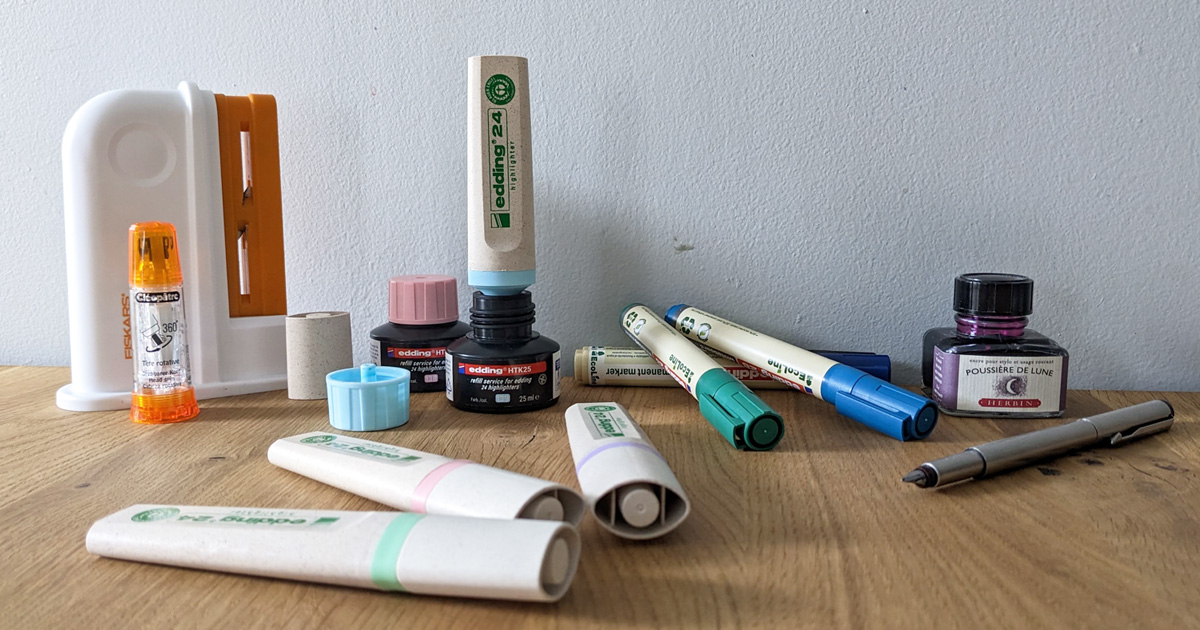 Recharges pour stylos, marqueurs et surligneurs écologiques